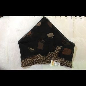 Talbots 20”X20” Silk Black & Brown Sheer Scarf